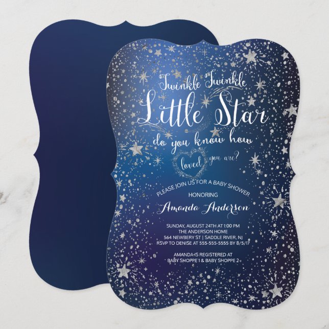 Twinkle Twinkle Little Star Baby shower Invitation (Devant / Derrière)