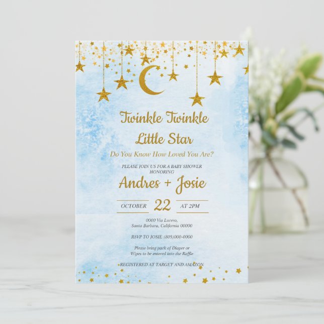 Twinkle Twinkle Little Star Baby Shower Invitation (Debout devant)