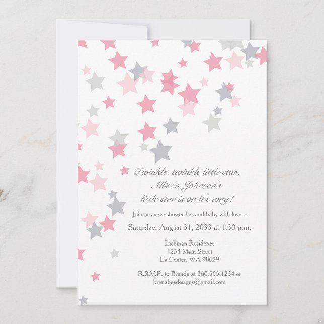 Twinkle Twinkle Little Star Invitation argent (Devant)