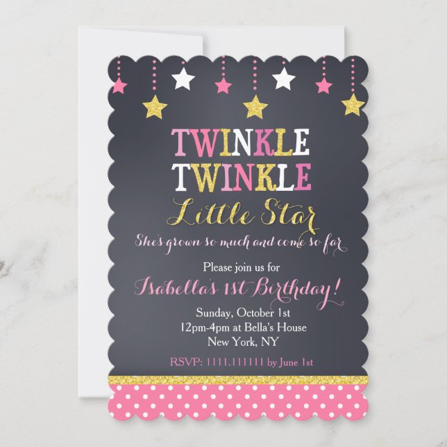 Twinkle Twinkle Little Star Invitation d'anniversa (Devant)