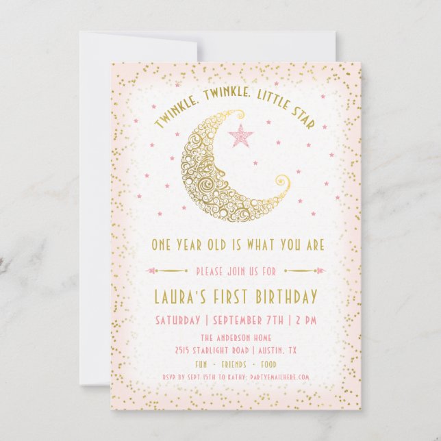 Twinkle Twinkle Little Star Invitation d'anniversa (Devant)