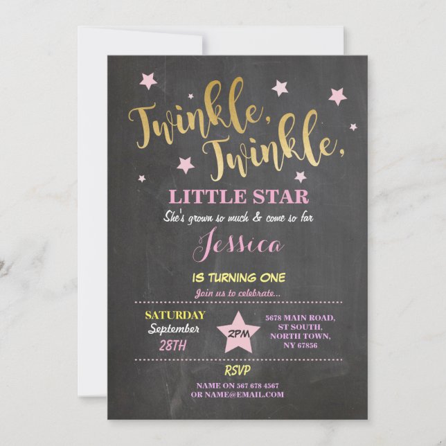 Twinkle Twinkle Little Star Invitation de fête d'a (Devant)