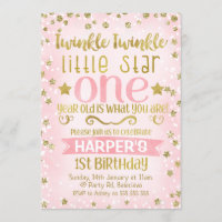 Twinkle Twinkle Star 1er anniversaire Invitation