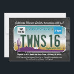 Twins 16th Birthday Arizona Licence Invitation<br><div class="desc">Les Ados sont difficiles à acheter, n'est-ce pas ? Twins 16 ans et obtenir leur permis de conduire est une étape importante à célébrer! Ce design résume rapidement votre fête d'anniversaire. C'est au point, mais dans un design amusant qui dit tout. Vos ados sont sur le point de descendre dans...</div>