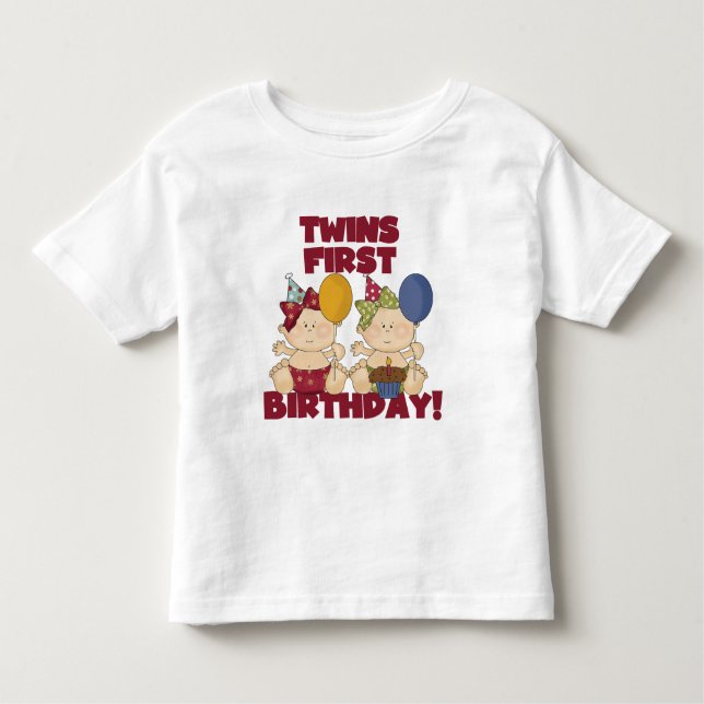 Twins 1er Anniversaire - Girls Tshirts et cadeaux (Devant)