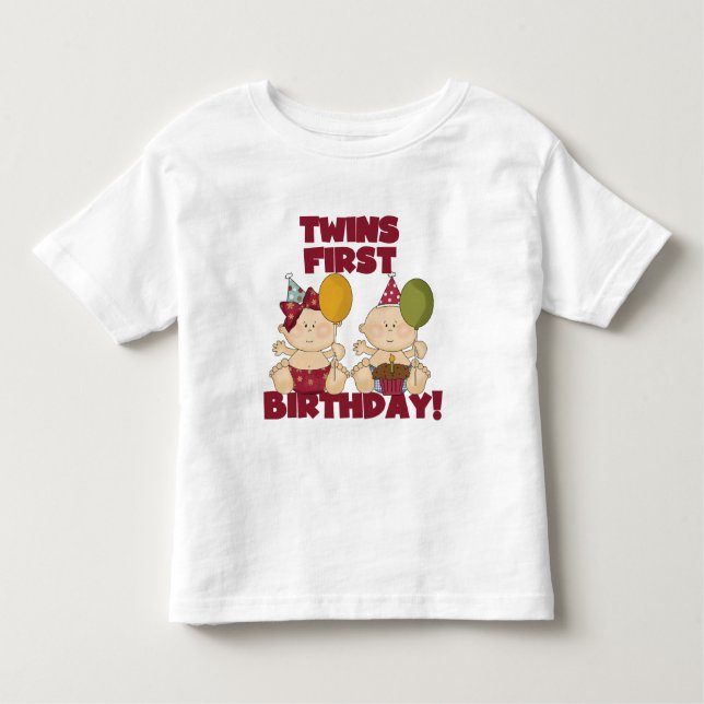 Twins 1er Anniversaire T-shirts et cadeaux garçon/ (Devant)