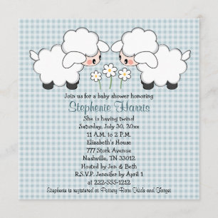 Twins Baby Lambs Baby Shower Invitations Garçons