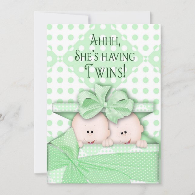Twins Baby Shower Invitations (Devant)