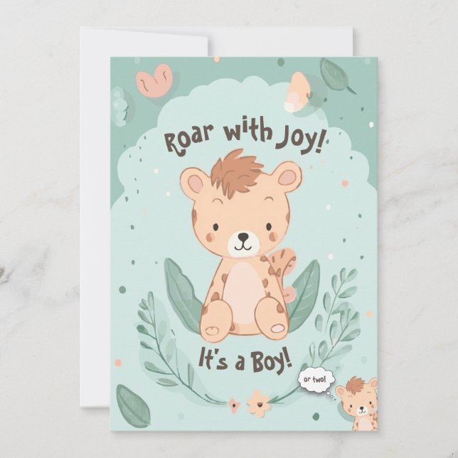 Twins C'est un garçon ! | Invitation Baby shower a (Devant)