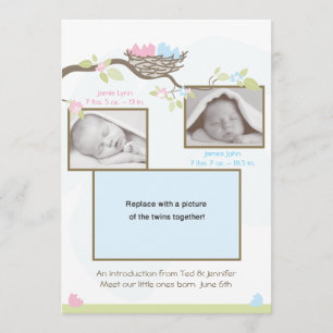 Twins Faire-part de naissance - Baby Boy & Girl