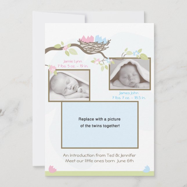 Twins Faire-part de naissance - Baby Boy & Girl (Devant)