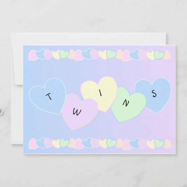 Twins Faire-part de naissance Hearts (Devant)