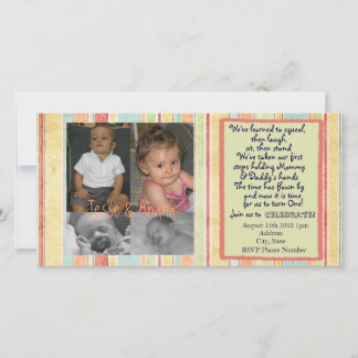 Twins First Birthday Invitation photo