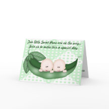 Twins Green Baby shower Pea dans une invitation de