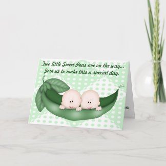 Twins Green Baby shower Pea dans une invitation de