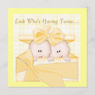 TWINS INVITATION BABY SHOWER NEUTRE GENDRES