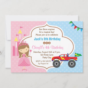 Twins Invitations Anniversaire Princess Monster Tr