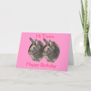 Twins, photo de lapin, carte d'anniversaire