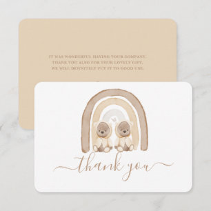 Twins Teddy Bear et Rainbow carte de remerciements
