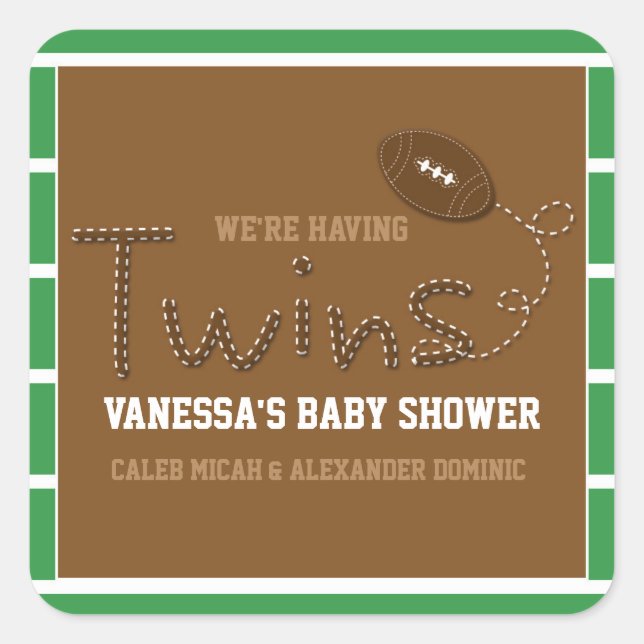 TWINS Typographie Football Baby shower Sticker (Devant)