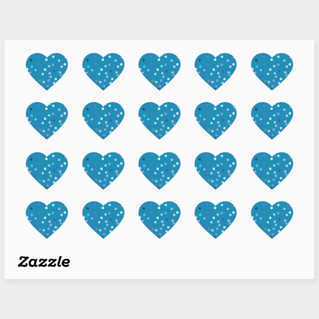 Twisty Polka Dot Spirals Blue Heart Stickers (Feuille)