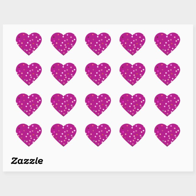 Twisty Polka Dot Spirals Pink Heart Stickers (Feuille)