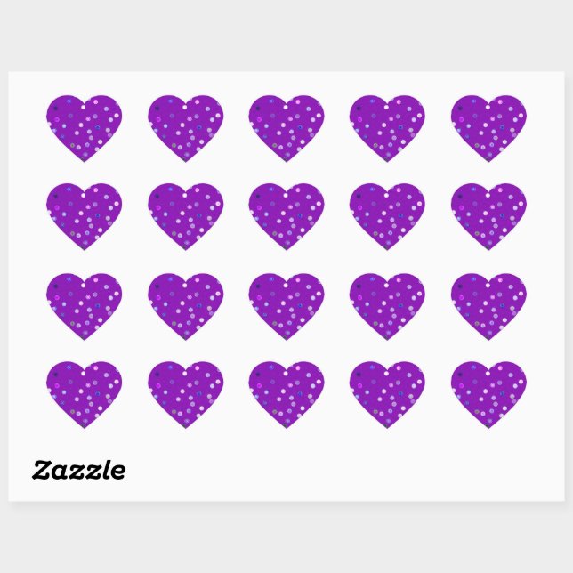 Twisty Polka Dot Spirals Purple Heart Stickers (Feuille)