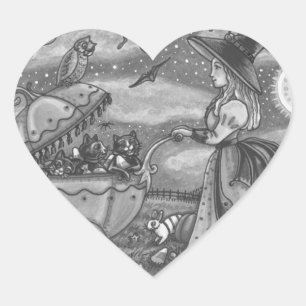 TWITCH, CHAT NOIR BUGGY GOTH STICKERS SHEET Heart