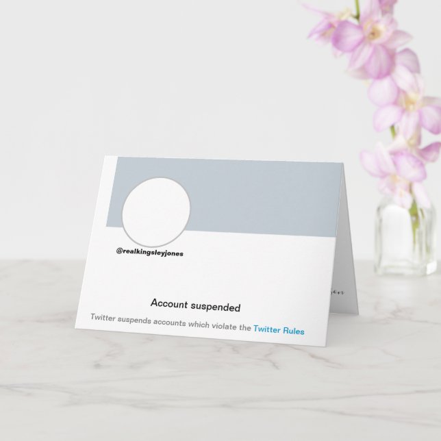 Twitter Ban Funny Humour Plaisanterie Carte d'anni (Orchidée)