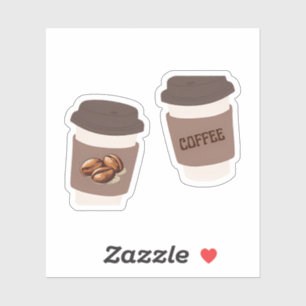 Two Coffee Cups , Cute Coffee Sticker