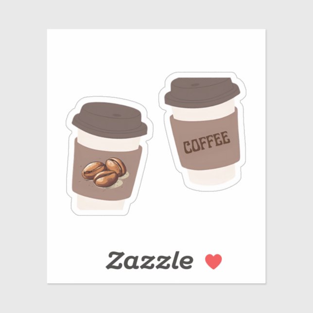 Two Coffee Cups , Cute Coffee Sticker (Feuille)