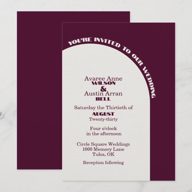 Two Color Cloud Dancer White and Burgundy Arch  (Devant / Derrière)