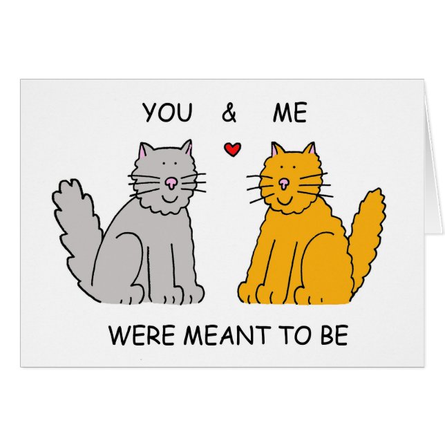 Two Cute Cartoon Cats Valentine (Devant horizontal)
