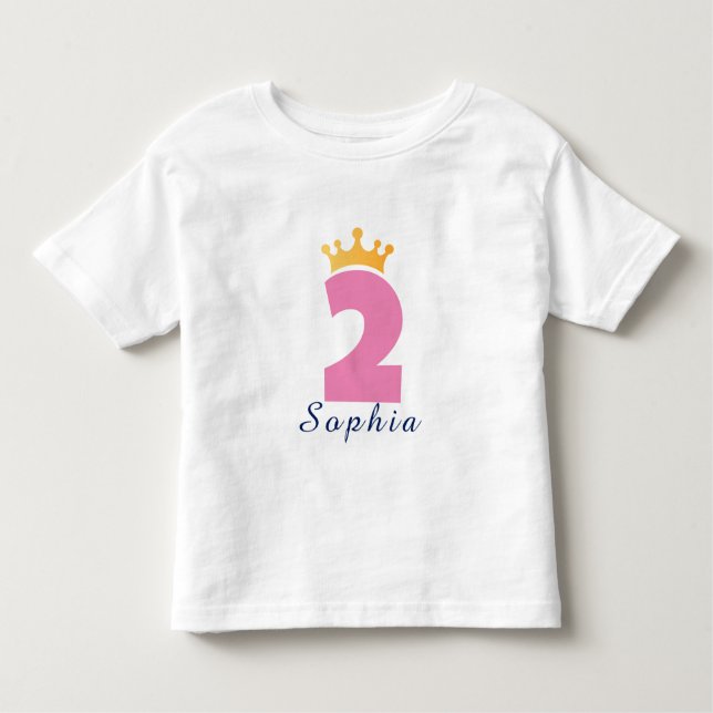 Two et Couronne Nom personnalisé -Toddler T-Shirt (Devant)