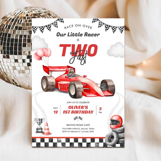 Two Fast Race Car Boy 2nd Birthday Invitation (Créateur téléchargé)