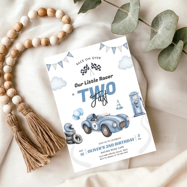 Two Fast Race Car Boy 2nd Birthday Invitation (Créateur téléchargé)