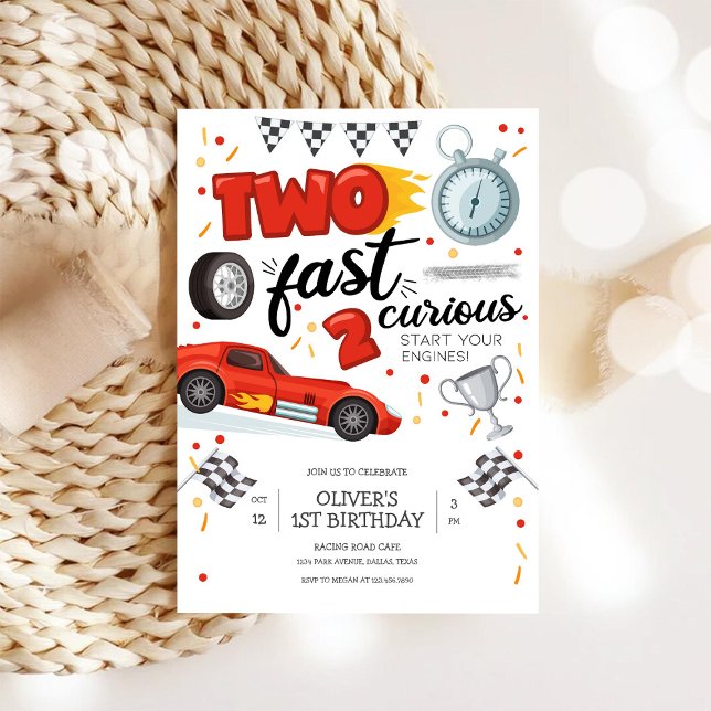 Two Fast Race Car Boy 2nd Birthday Invitation (Créateur téléchargé)