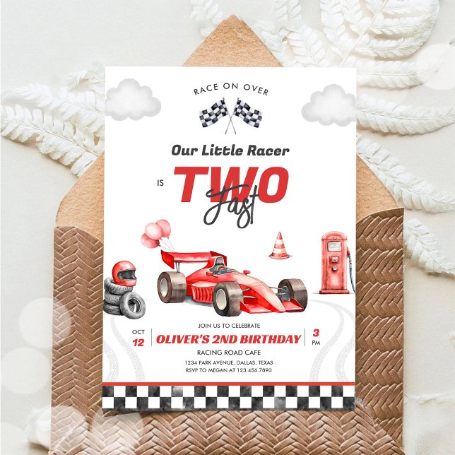 Two Fast Race Car Boy 2nd Birthday Invitation (Créateur téléchargé)