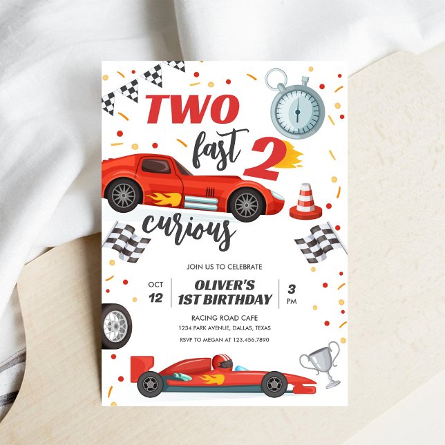 Two Fast Race Car Boy 2nd Birthday Invitation (Créateur téléchargé)