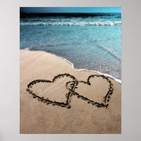 Two Hearts In The Sand Large Photo Poster Print