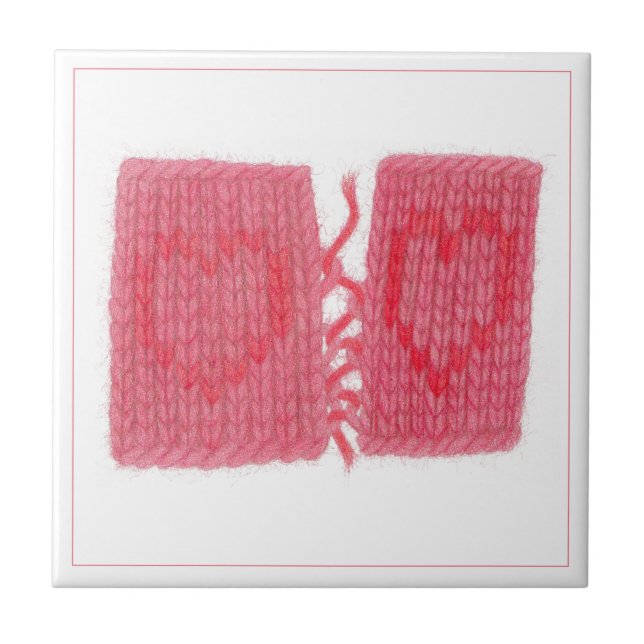 TWO HEARTS KNIT Carreau en céramique 4,25" (Devant)