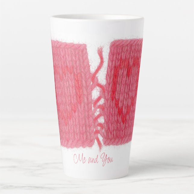 TWO HEARTS KNIT Grand Mug Latte + Texte (Devant)