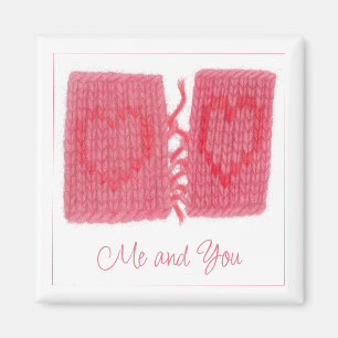 TWO HEARTS KNIT Magnet Carré + Texte