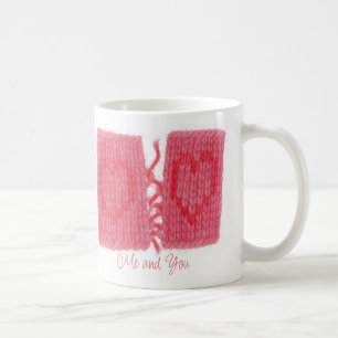 TWO HEARTS KNIT Mug Blanc + Texte