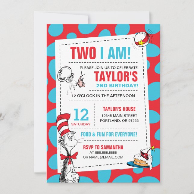 Two I Am | Invitation d'anniversaire du Chat dans  (Devant)