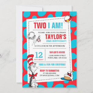 Two I Am Invitation d'anniversaire du Chat dans