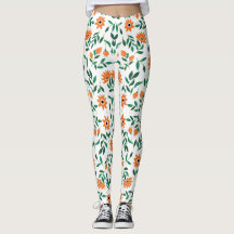 Two images of floral leggings showcase