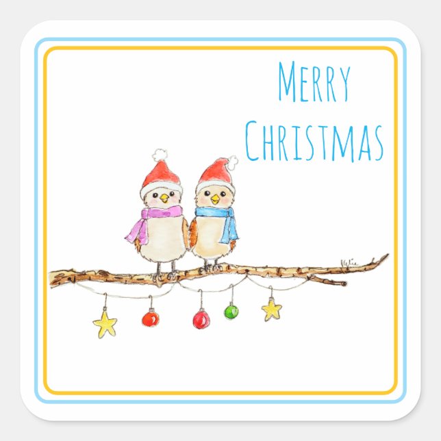 Two Little Birds  Square Sticker (Devant)