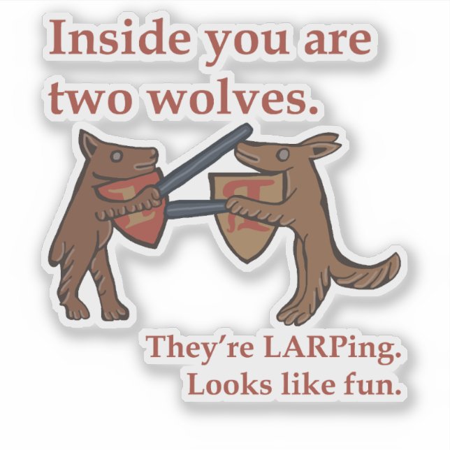 Two Medieval Wolves Vinyl Sticker (Devant)