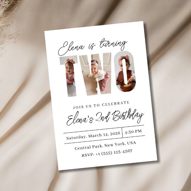 Two Photo Second Birthday Invitation (Créateur téléchargé)